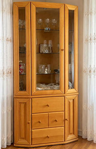 Eckvitrine holz braun - holz,