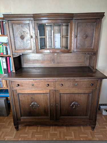 Brauner holz buffetschrank mit - holz-buffetschrank,