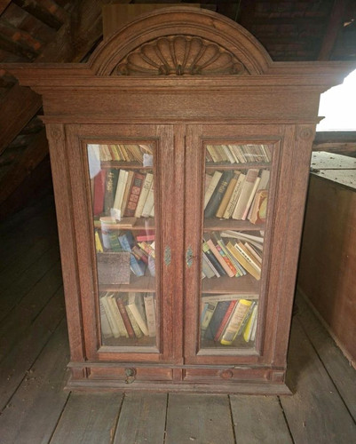 Antike holzvitrine braun - holzvitrine,